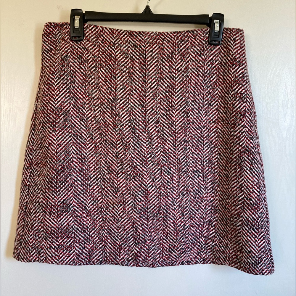 *Loft Red Chevron Print Wool Blend Size 8 Skirt #RB